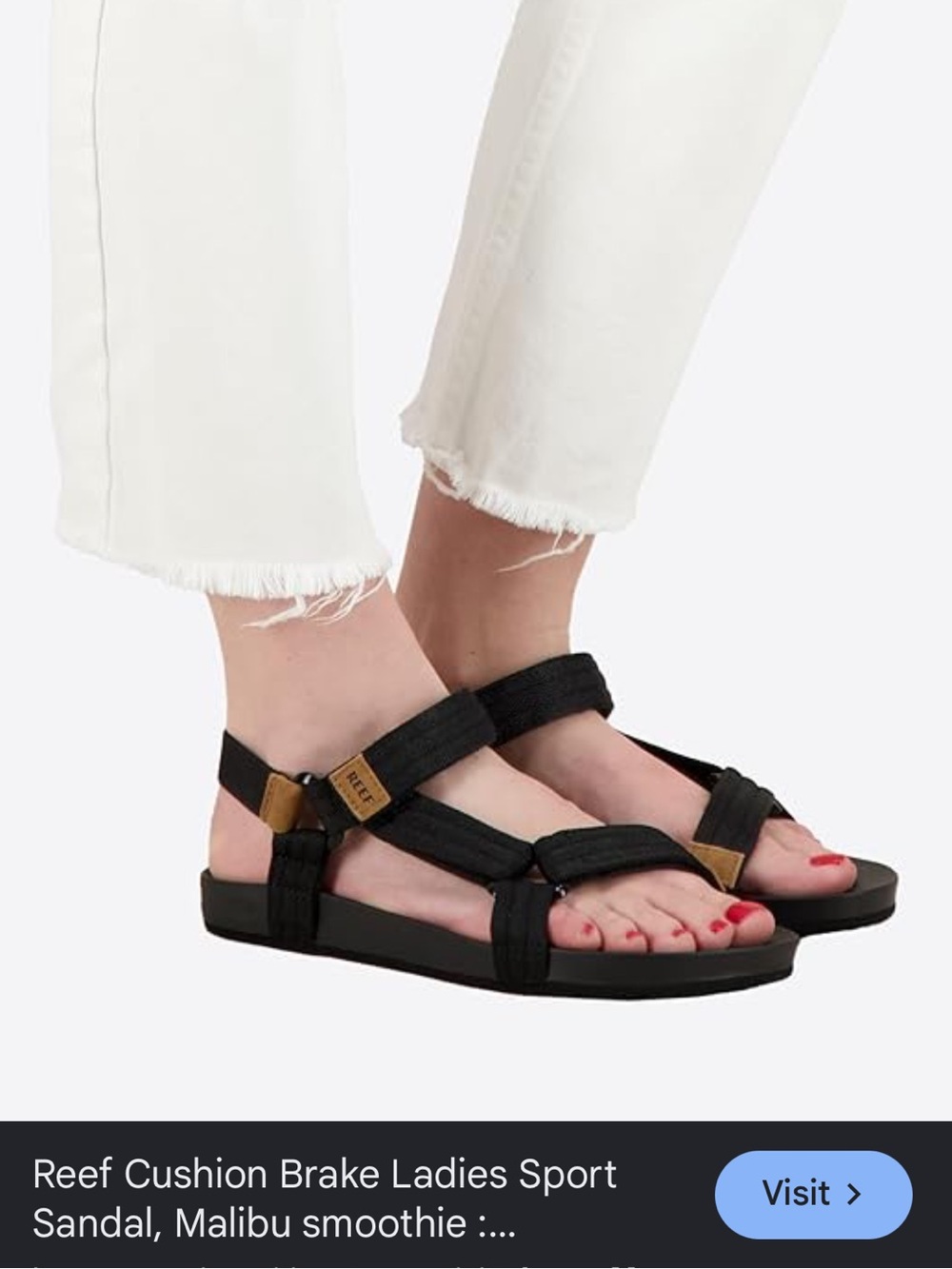 Reef Cushion Rem Strappy Sandals Size 7 Black Knit Beach Vacation
